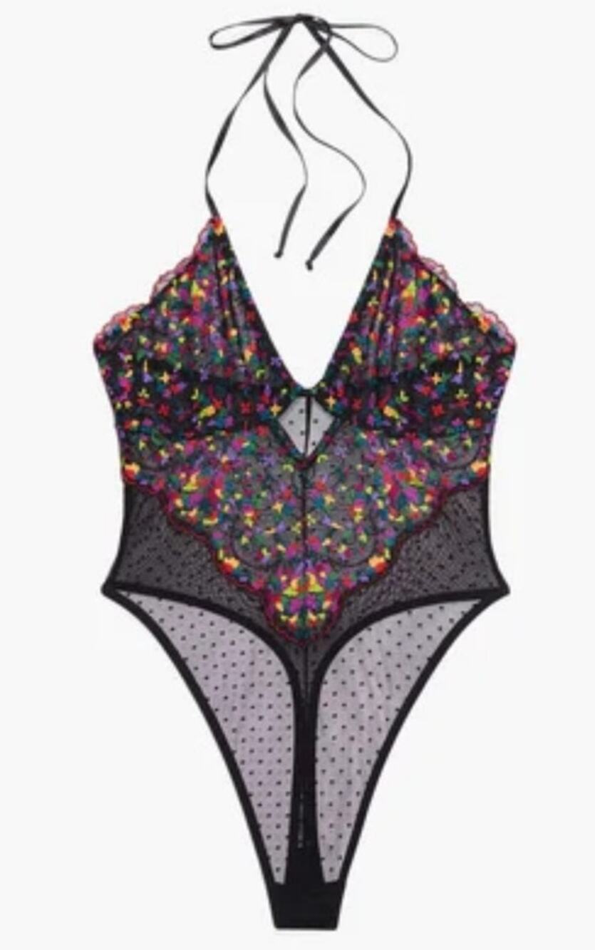 Savage X Fenty Steamy Floral Lace Teddy Bodysuit 1X Sheer Lingerie
